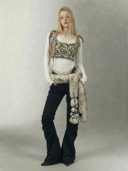 Emoha Faux Fur Star Leopard Print Women&