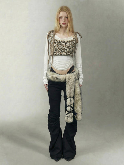 Emoha Faux Fur Star Leopard Print Women&