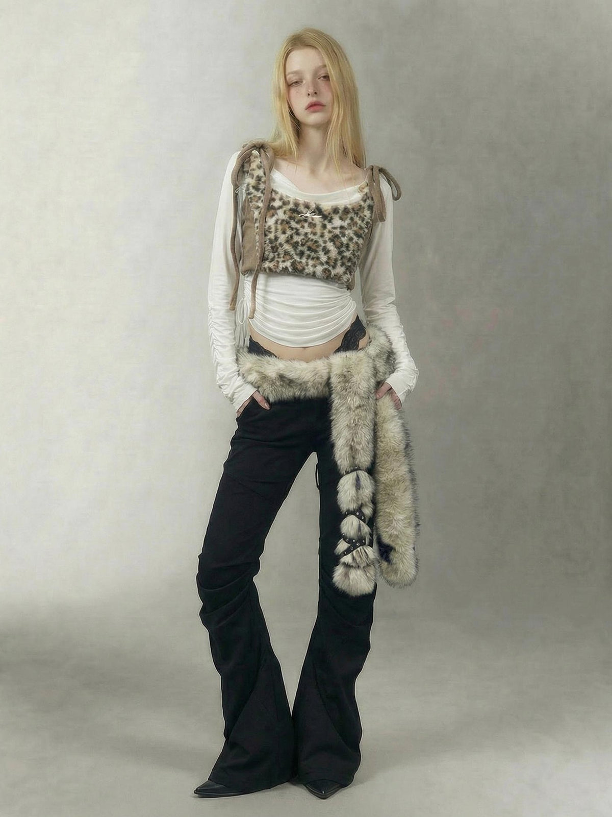 Emoha Faux Fur Star Leopard Print Women&