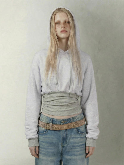 Emoha Gray Girl Print Fleece Lined Slim Cropped Women&