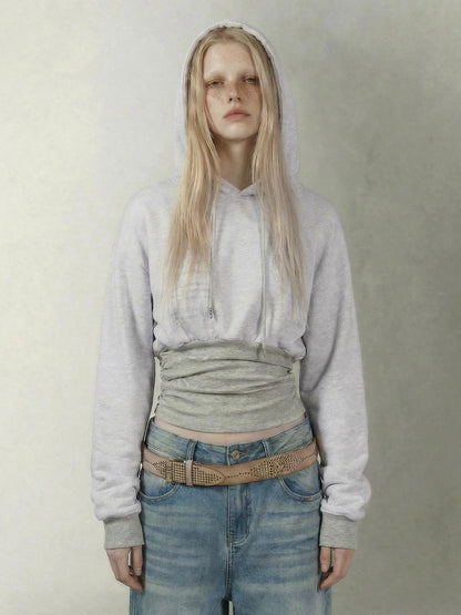 Emoha Gray Girl Print Fleece Lined Slim Cropped Women&