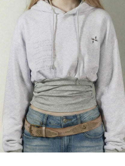 Emoha Gray Girl Print Fleece Lined Slim Cropped Women&
