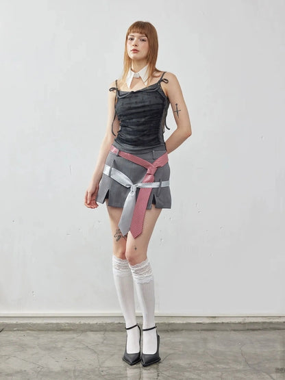 Emoha Gray Pleated Skirt With Literary Style