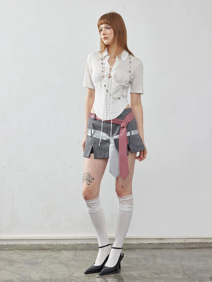 Emoha Gray Pleated Skirt With Literary Style