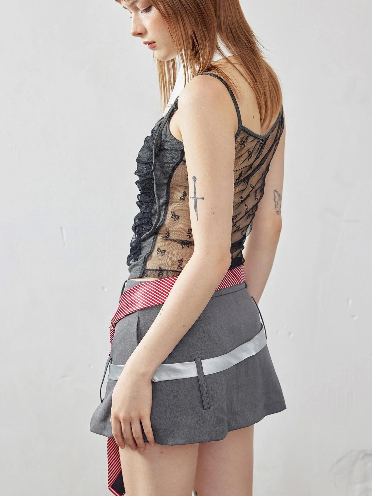 Emoha Gray Pleated Skirt With Literary Style