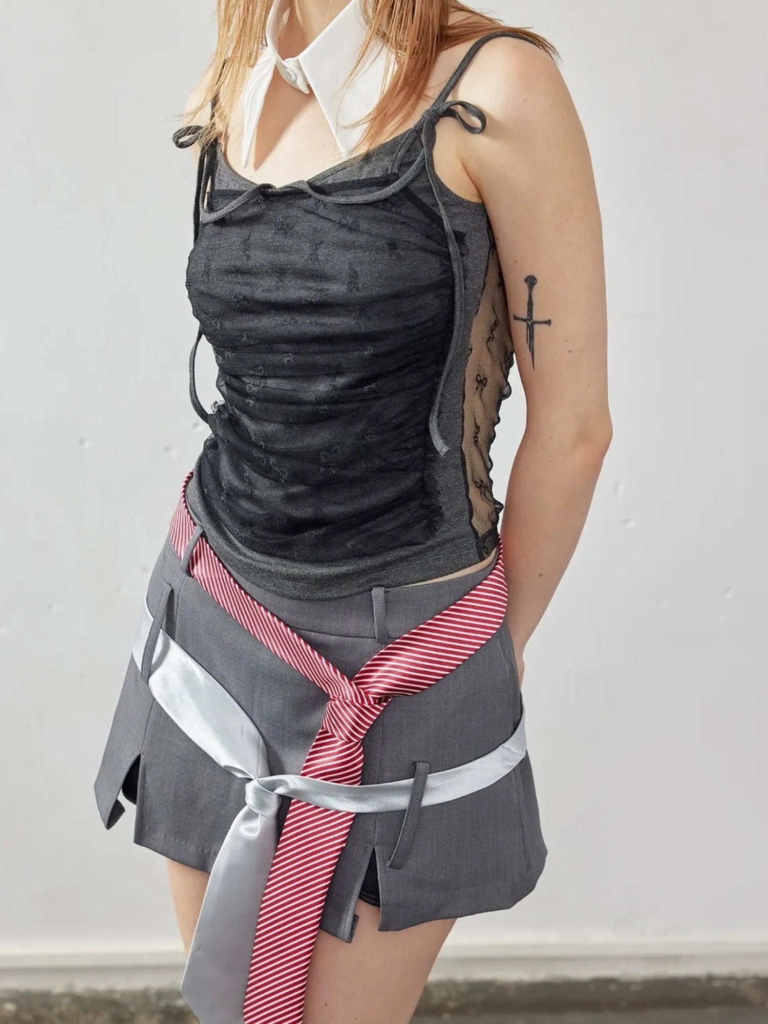 Emoha Gray Pleated Skirt With Literary Style