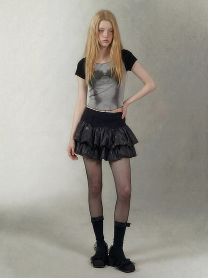 Emoha Gray Spliced Character Print Punk Women&