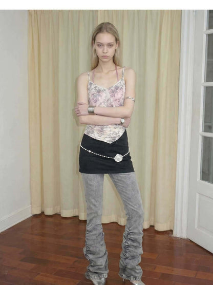 Emoha Gray Vintage Low Waist Ruched Women&