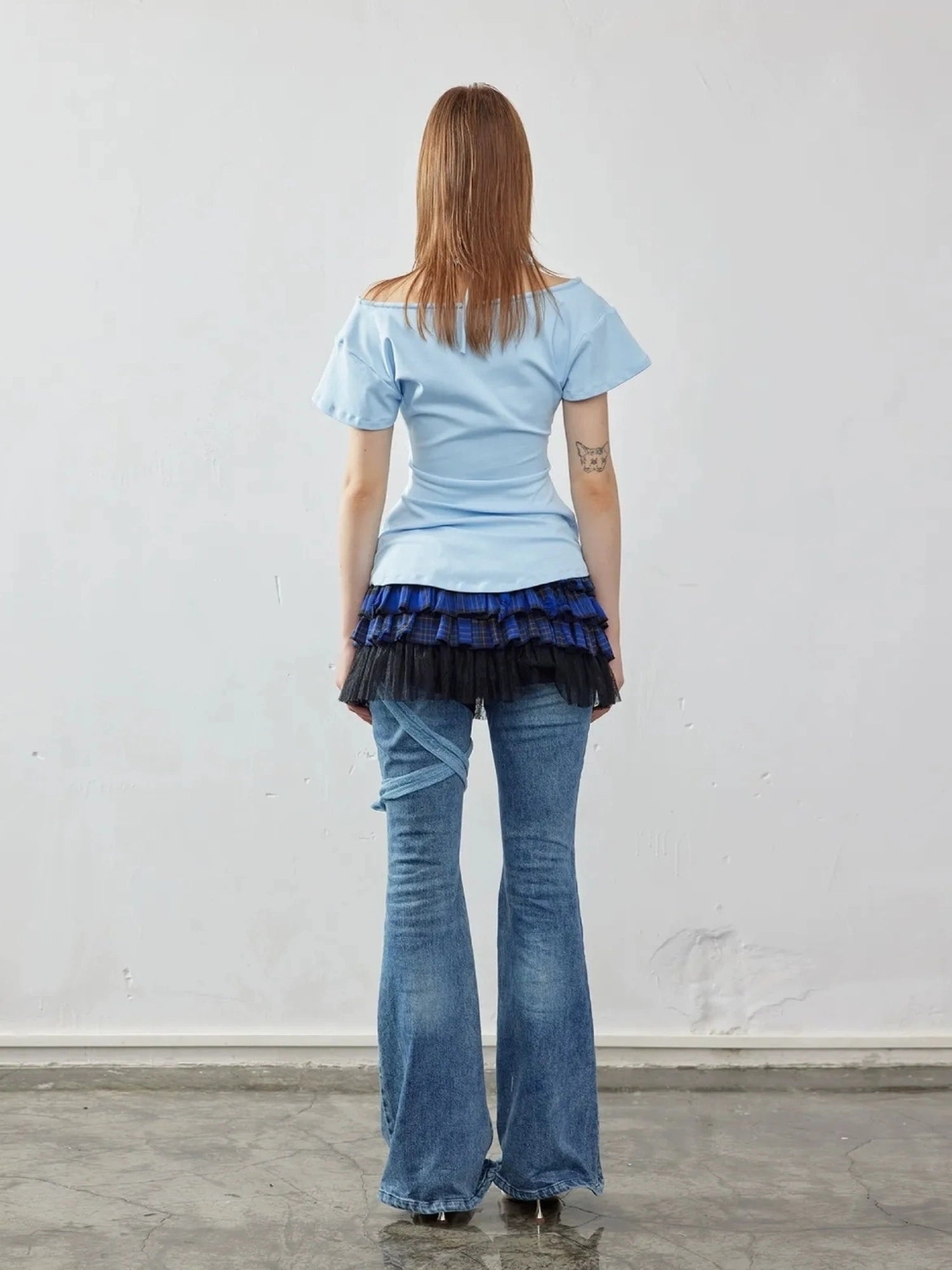 Emoha Layered Blue Lace Ballet A Line Skirt