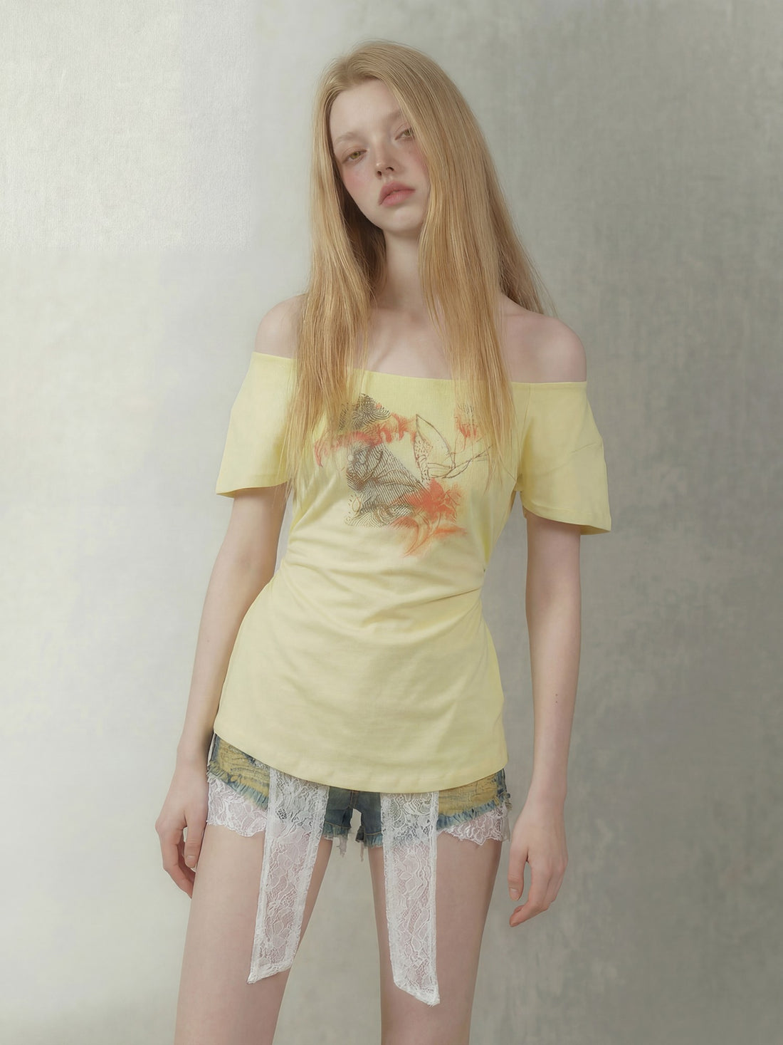 Emoha Lemon Yellow Butterfly Hand Drawn Women&