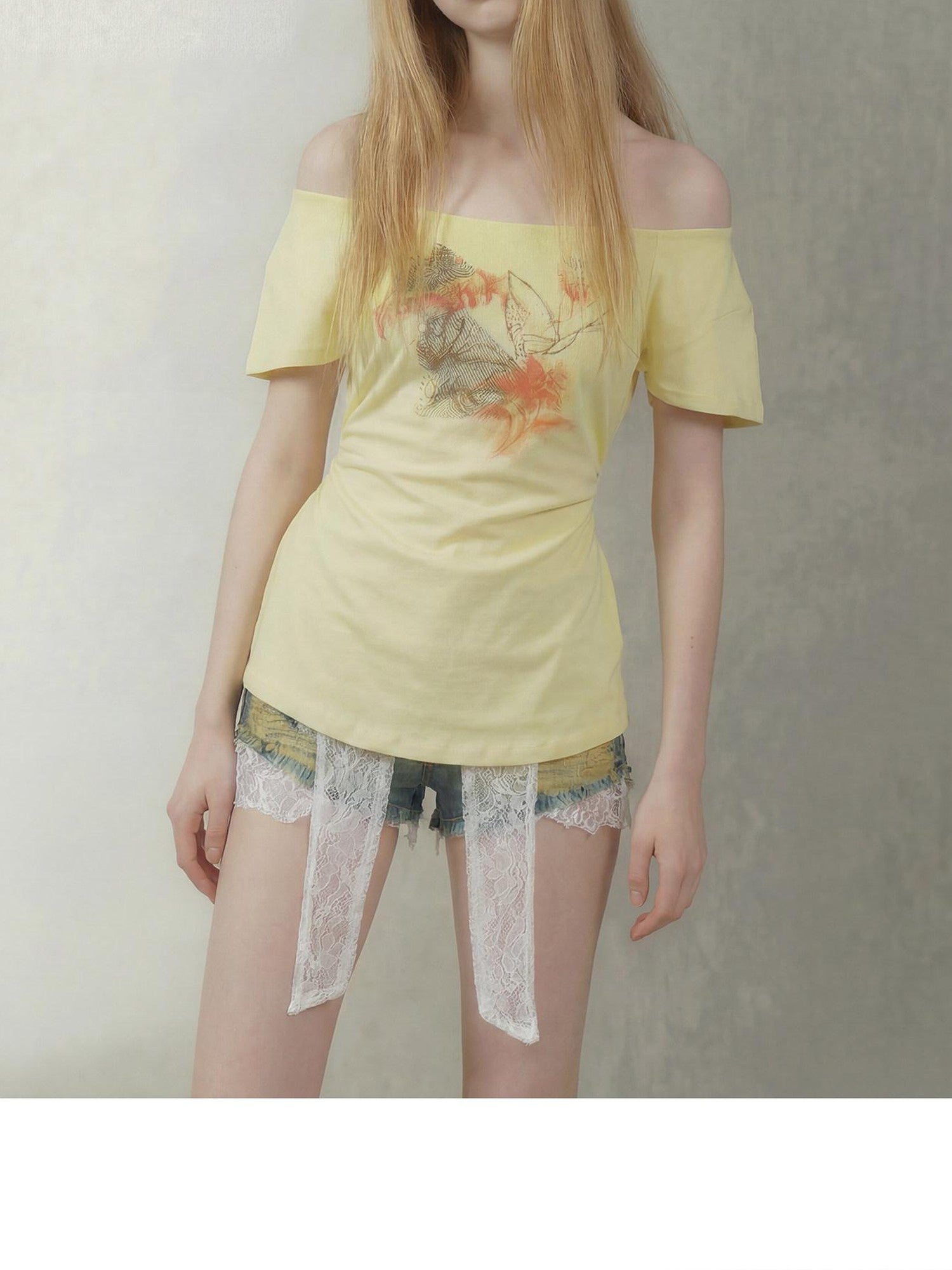 Emoha Lemon Yellow Butterfly Hand Drawn Women&
