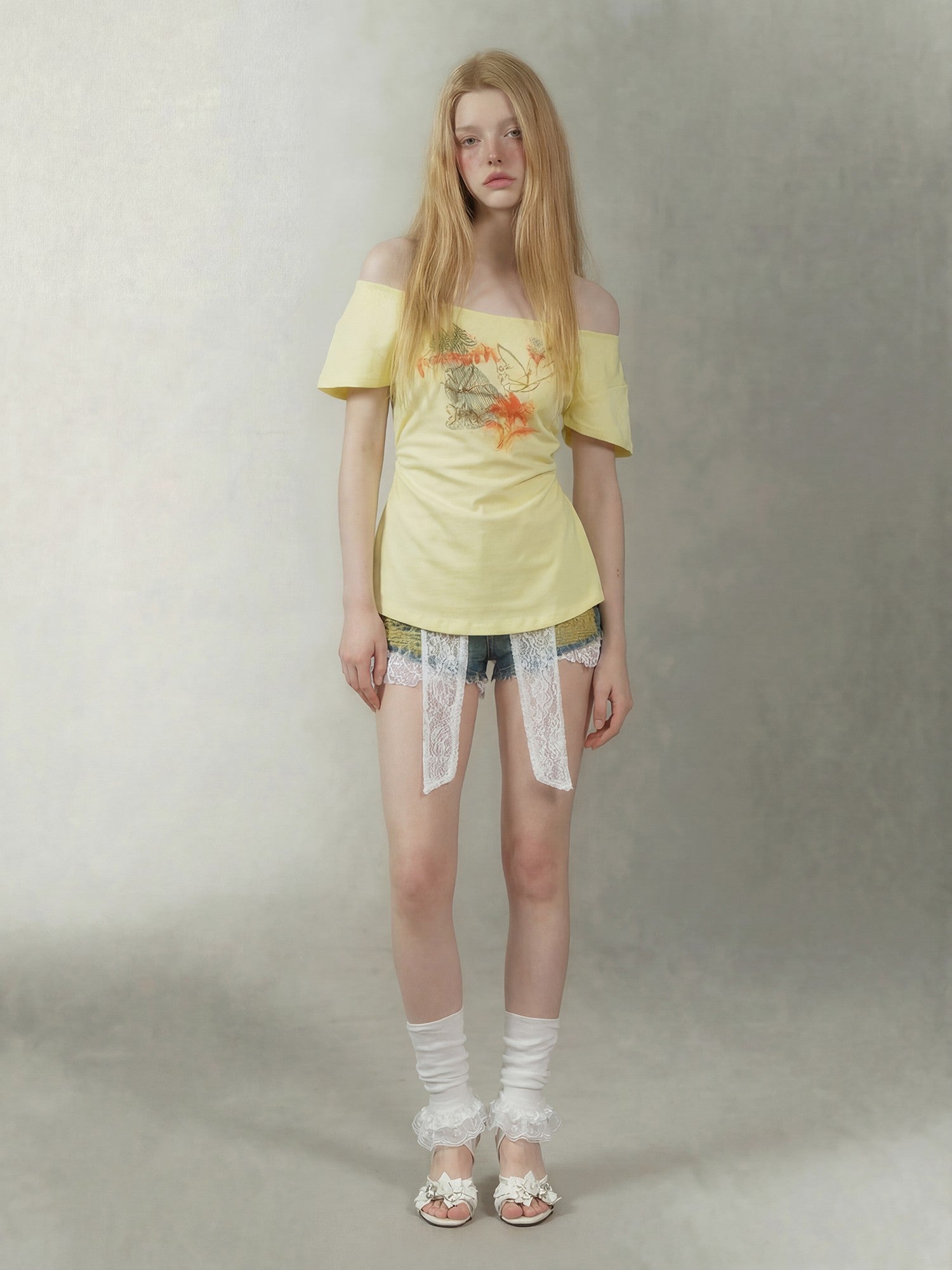 Emoha Lemon Yellow Butterfly Hand Drawn Women&