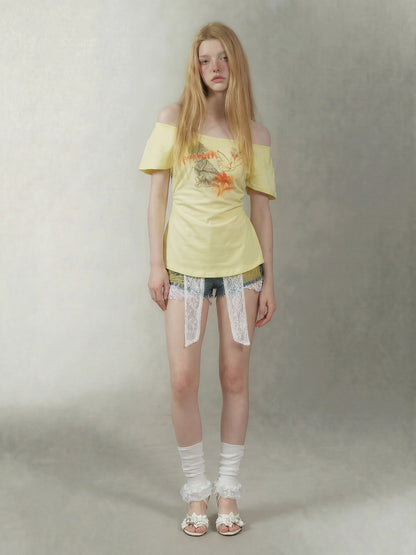 Emoha Lemon Yellow Butterfly Hand Drawn Women&
