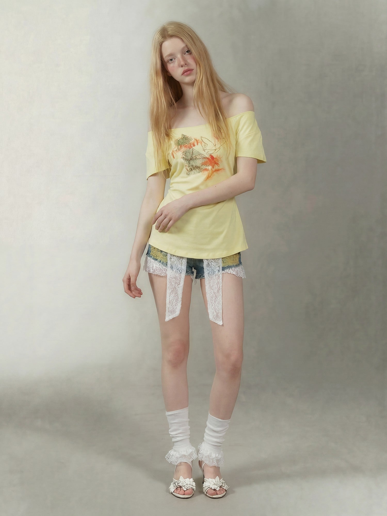 Emoha Lemon Yellow Butterfly Hand Drawn Women&