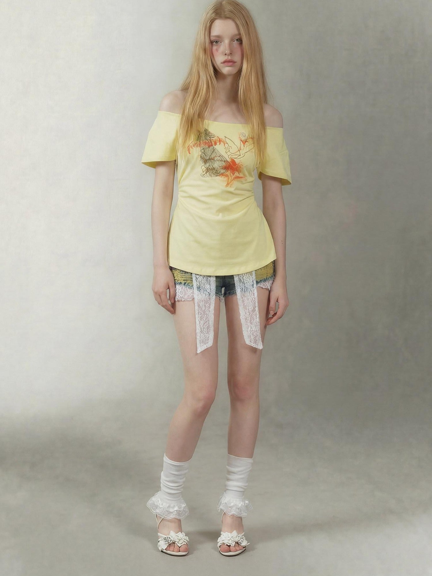 Emoha Lemon Yellow Butterfly Hand Drawn Women&