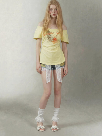 Emoha Lemon Yellow Butterfly Hand Drawn Women&
