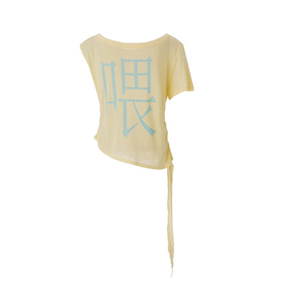 Emoha_Lemon_Yellow_Text_Print_Slant_Shoulder_Slim_Y2k_Women&