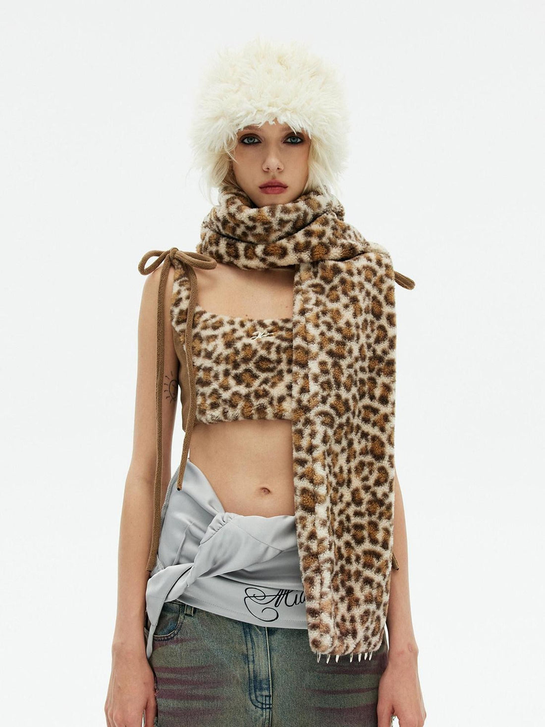 Emoha Leopard Print Embroidered Cat Paw Warm Women&