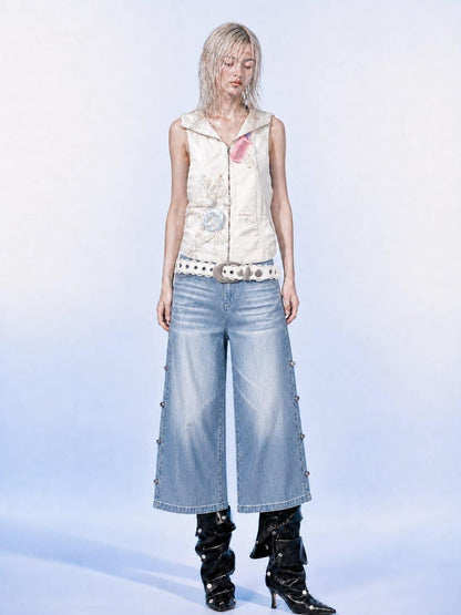 Emoha Light Blue Washed Convertible Low Waist Women&