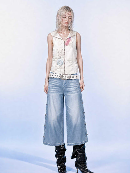 Emoha Light Blue Washed Convertible Low Waist Women&