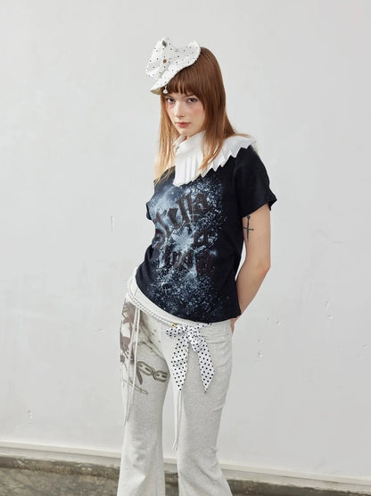 Emoha Off Shoulder Star Print Fitted Cotton Top