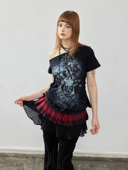 Emoha Off Shoulder Star Print Fitted Cotton Top