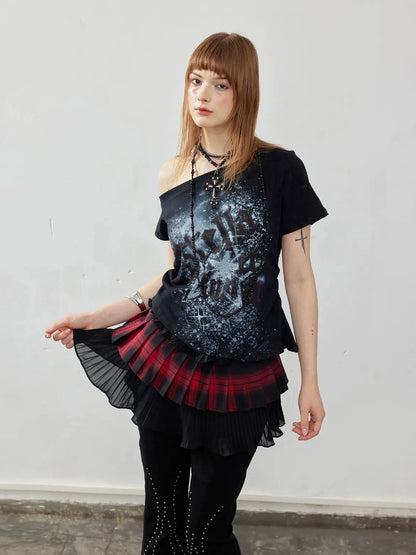 Emoha Off Shoulder Star Print Fitted Cotton Top