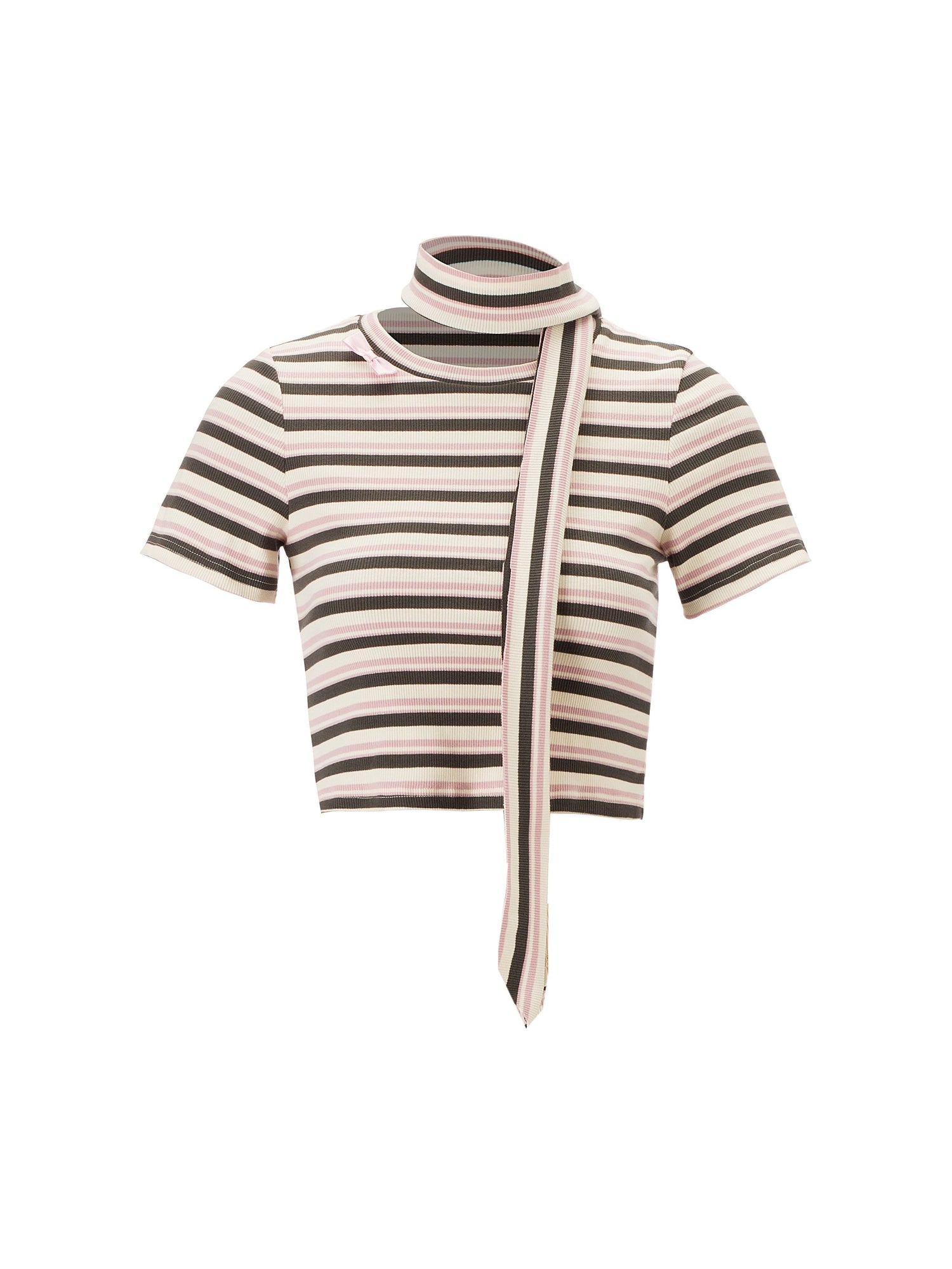 Emoha_Pink_Striped_Bow_Crewneck_Slim_Fit_Women&