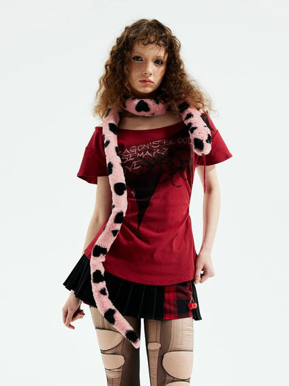 Emoha Pink Y2 K Snake Plush Scarf