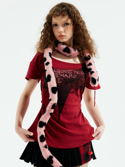 Emoha Pink Y2 K Snake Plush Scarf
