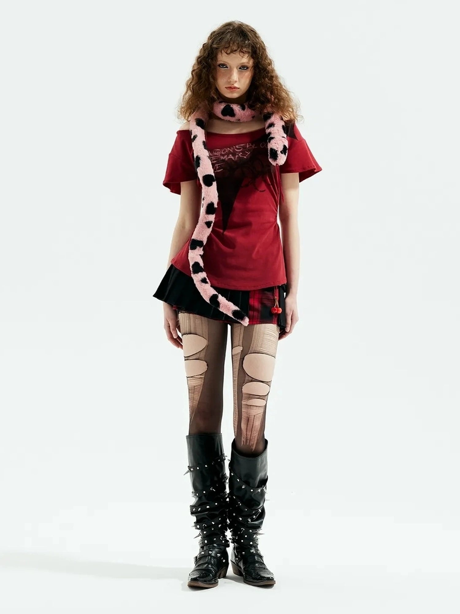 Emoha Pink Y2 K Snake Plush Scarf