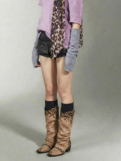 Emoha Punk Distressed Soft Knit Purple Women&
