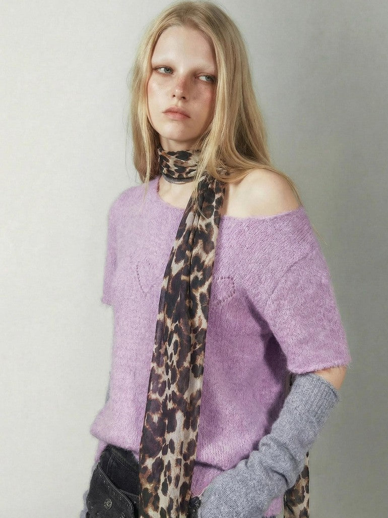 Emoha Punk Distressed Soft Knit Purple Women&