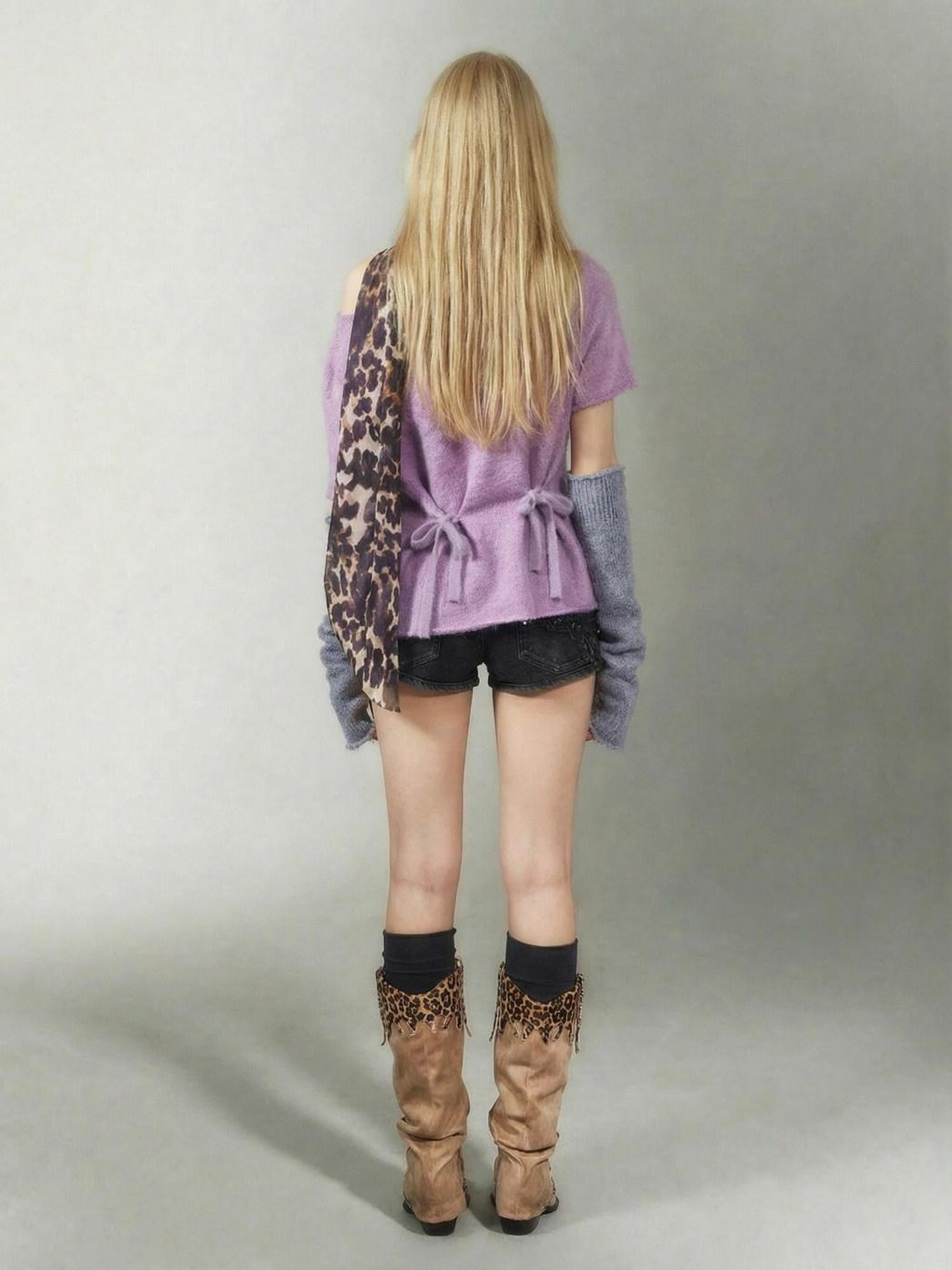 Emoha Punk Distressed Soft Knit Purple Women&