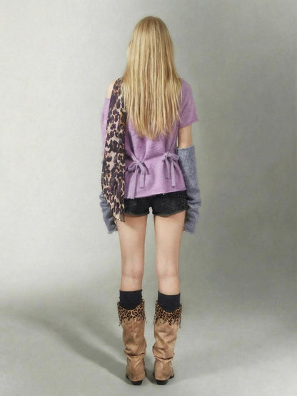 Emoha Punk Distressed Soft Knit Purple Women&