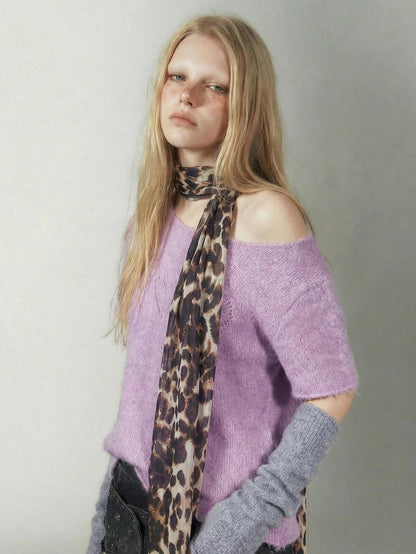 Emoha Punk Distressed Soft Knit Purple Women&