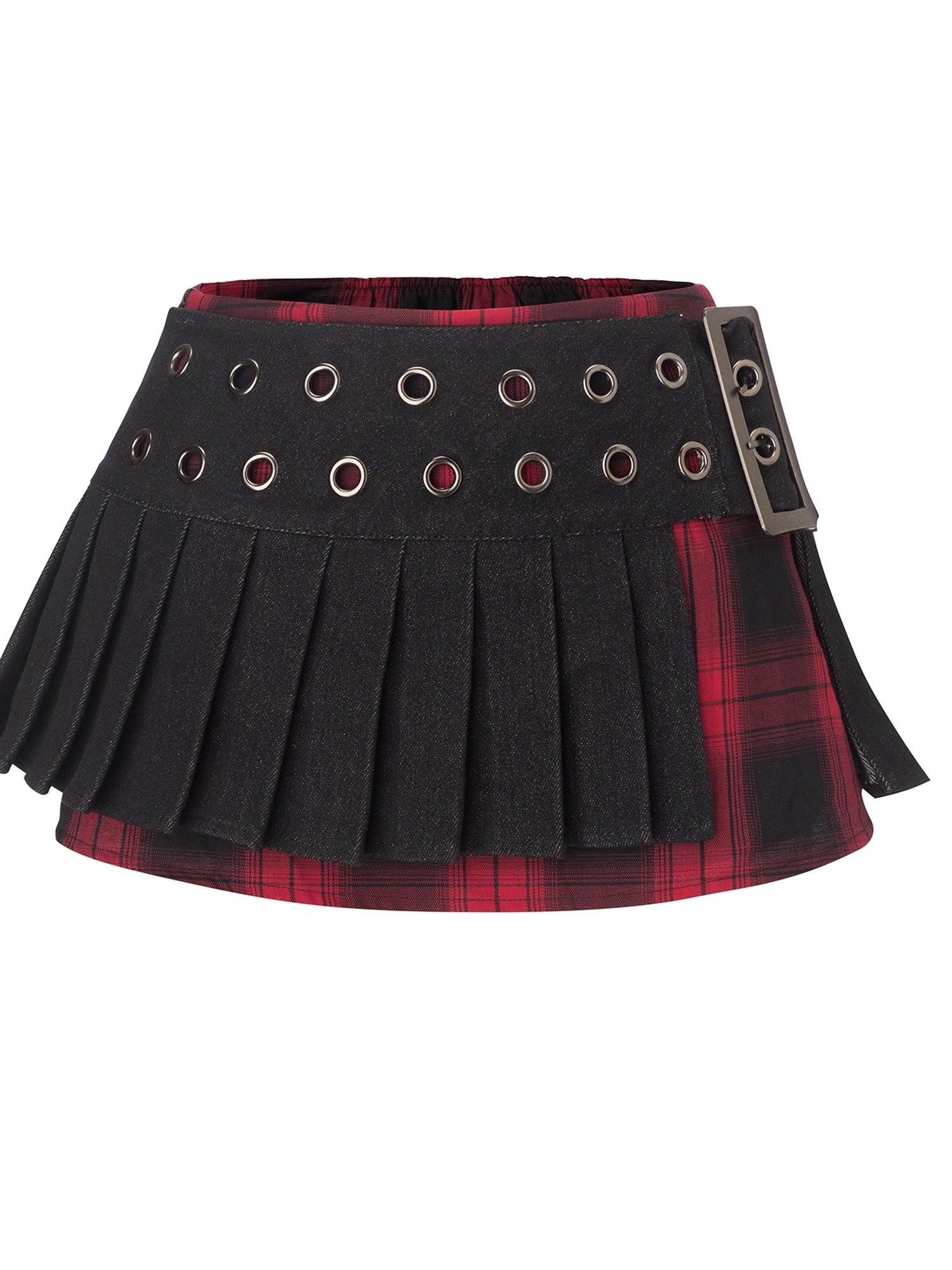 Emoha_Punk_Gothic_Witch_Tokyo_Y2k_Red_Black_Plaid_Pleated_Skirt_MISSTT