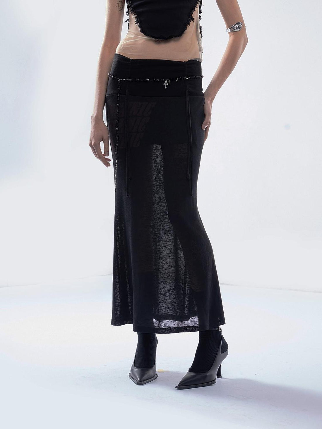 Emoha Punk Letter Print Drawstring Mid Waist Women&