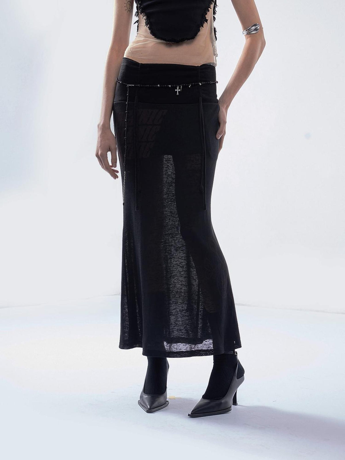 Emoha Punk Letter Print Drawstring Mid Waist Women&