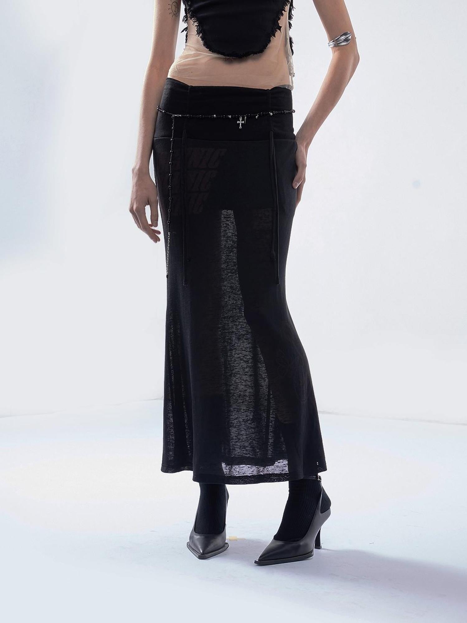 Emoha Punk Letter Print Drawstring Mid Waist Women&