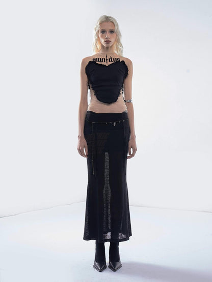 Emoha Punk Letter Print Drawstring Mid Waist Women&