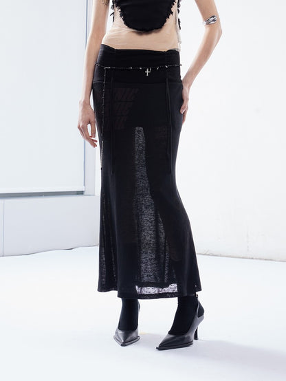 Emoha Punk Letter Print Drawstring Mid Waist Women&
