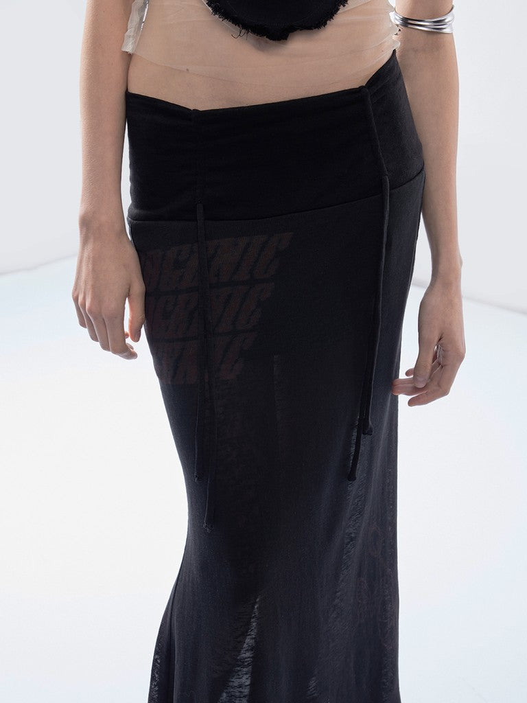 Emoha Punk Letter Print Drawstring Mid Waist Women&