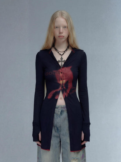 Emoha Punk Rock Band Print Y2k Slim Women&