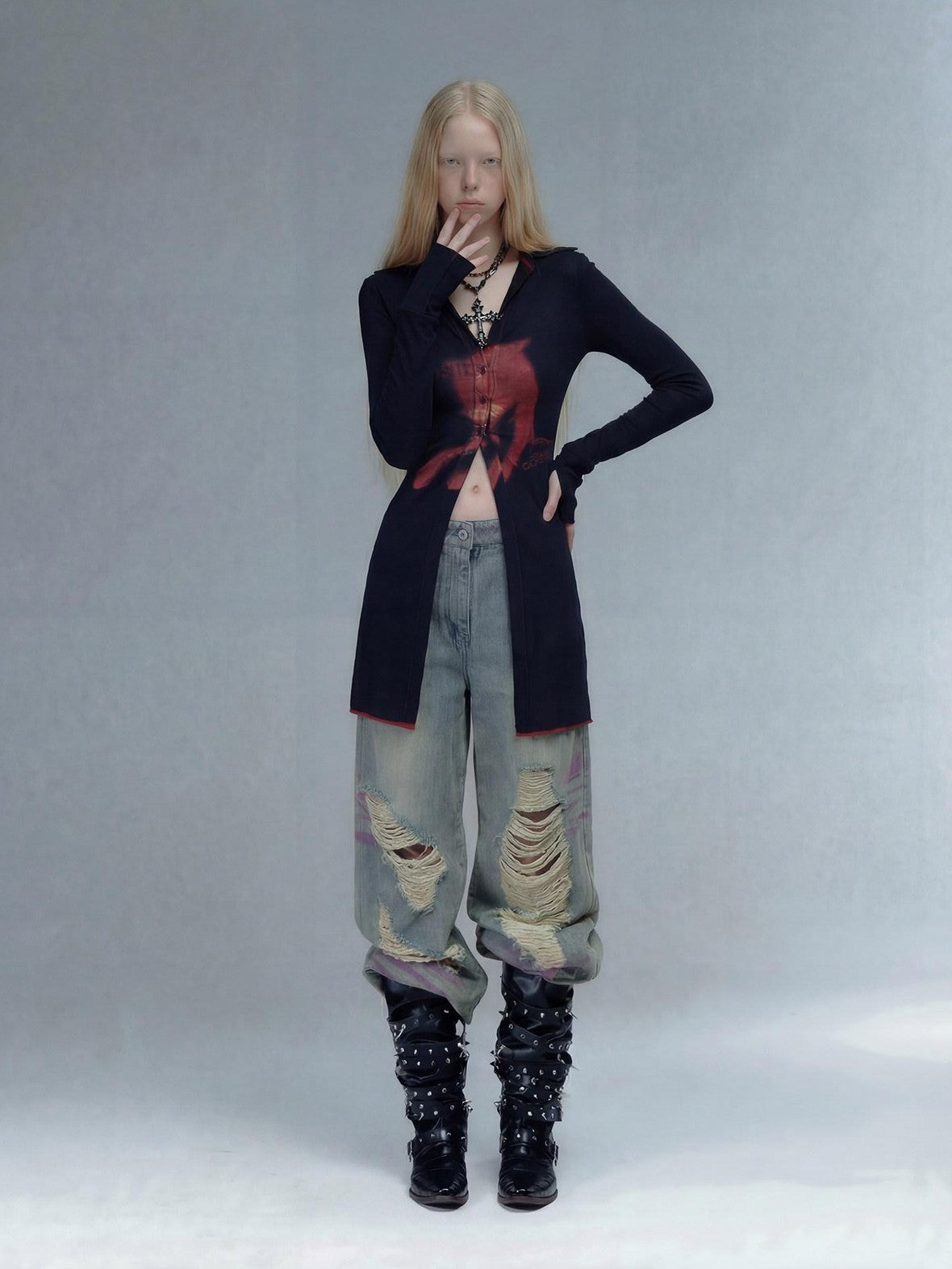 Emoha Punk Rock Band Print Y2k Slim Women&