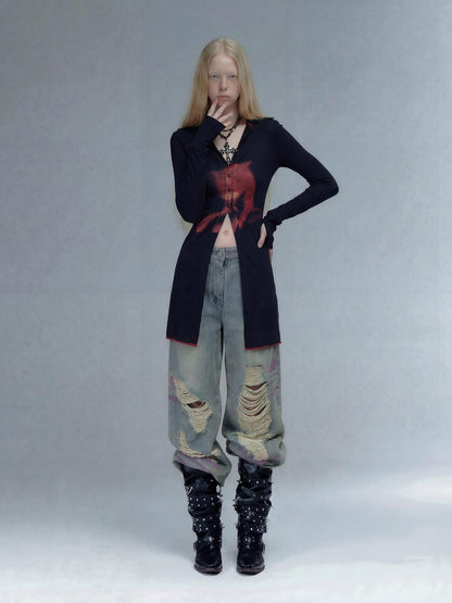 Emoha Punk Rock Band Print Y2k Slim Women&