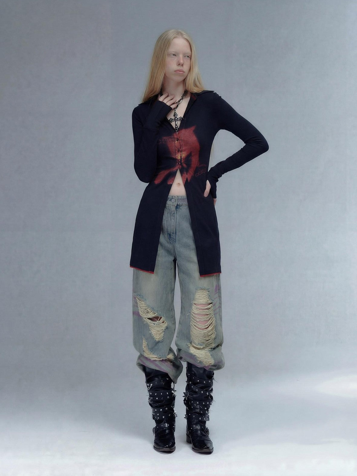 Emoha Punk Rock Band Print Y2k Slim Women&
