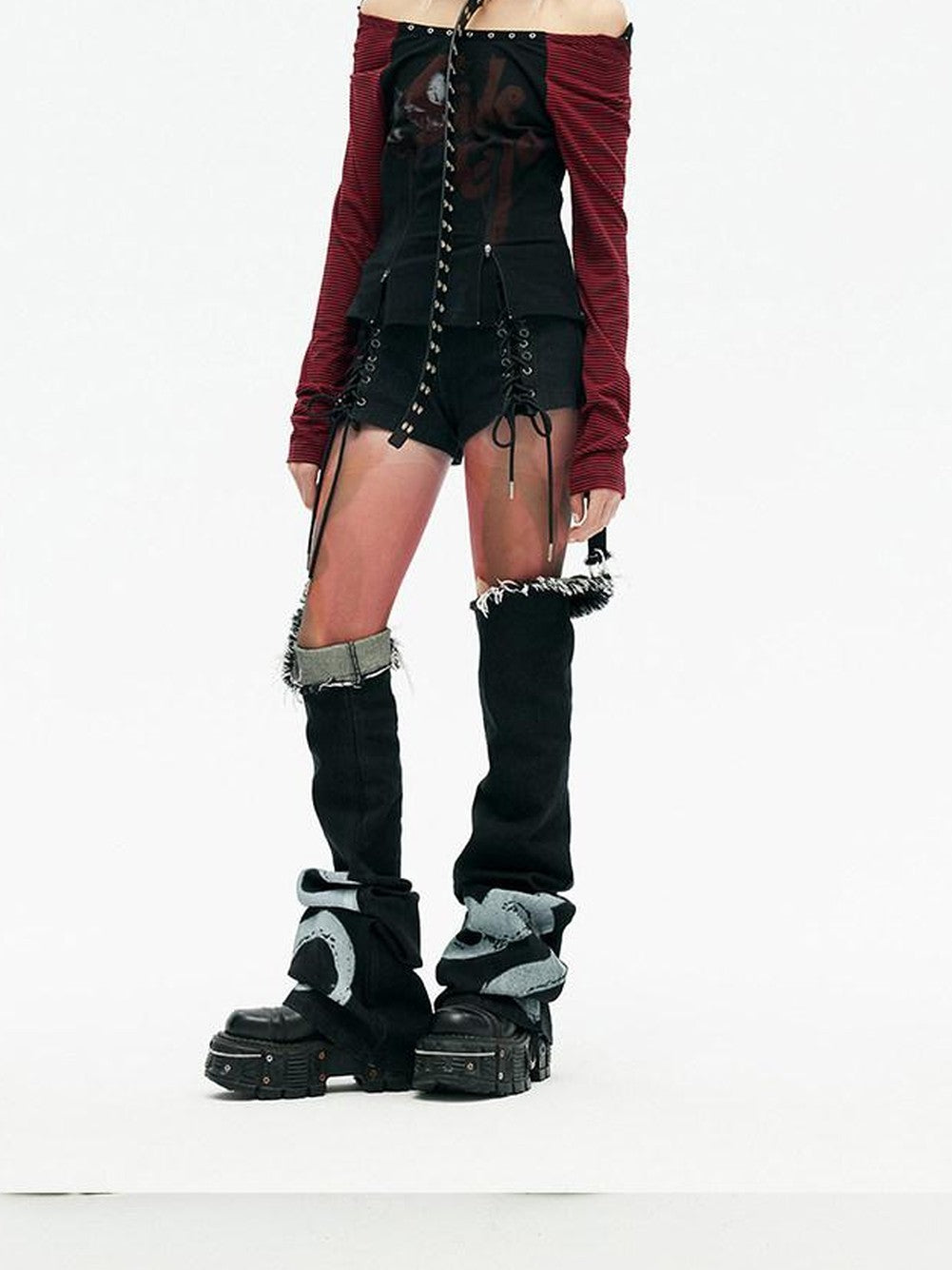 Emoha Punk Split Detachable Tassel Women&