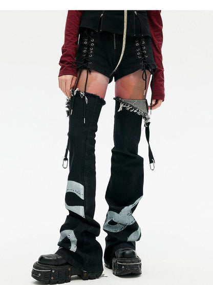 Emoha Punk Split Detachable Tassel Women&