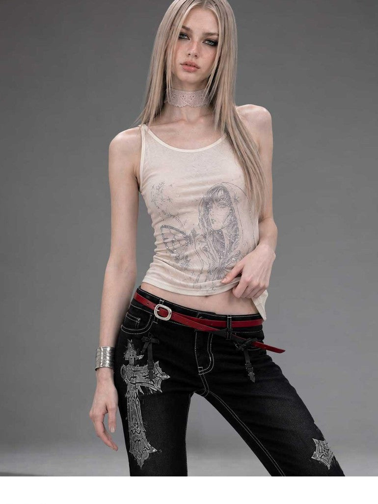 Emoha Silver Letter Print Slim Fit Lycra Women&